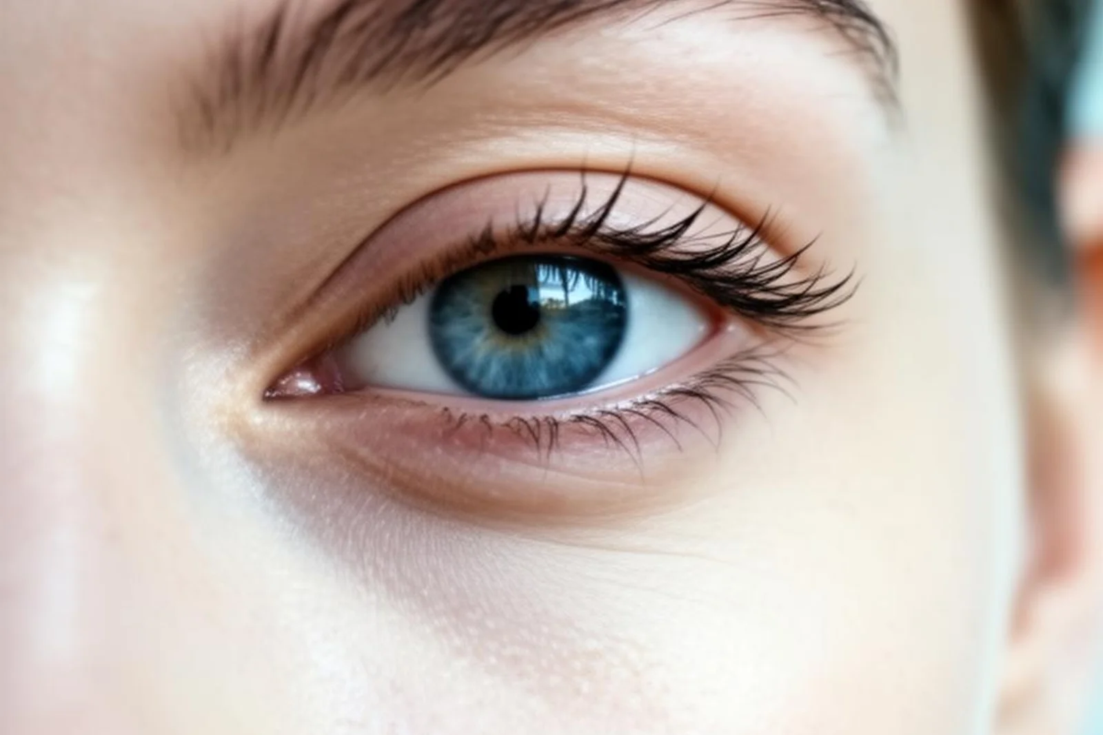 Détail éditorial d’un regard, lumière naturelle